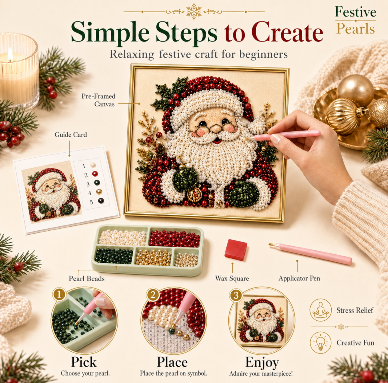 Festive Pearls™ - 3D Christmas Pearl Art Kit